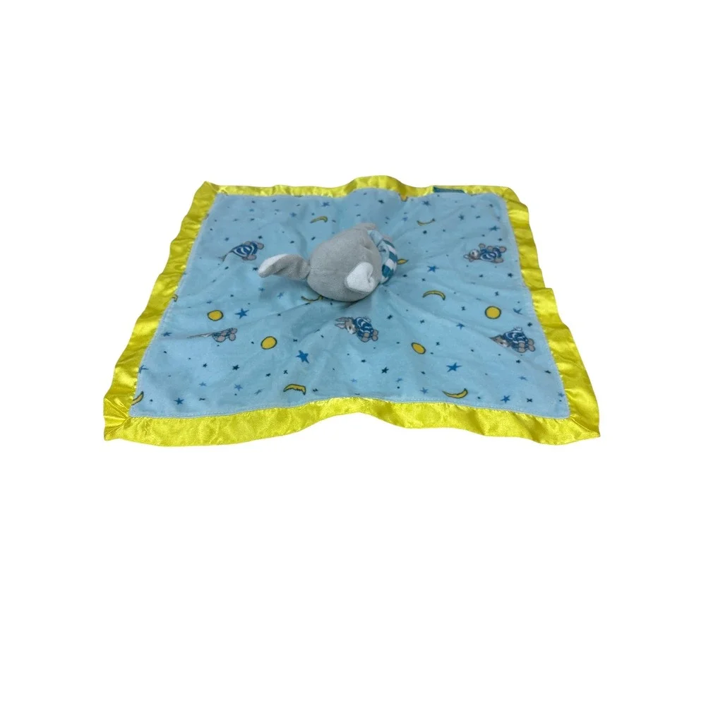 Goodnight Moon Bunny Security Blanket Lovey Blue Yellow Stars Moon‎ Plush